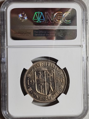 Mauritius 1 Rupee 1956 NGC MS 64 - Picture 2 of 2