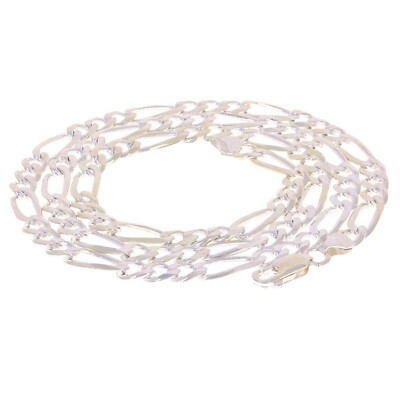 925 Sterling Silber massive Figaro Gliederkette Halskette 6 mm 20'' 22,4 Gramm