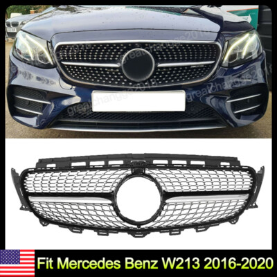 For Mercedes Benz W213 E300 E400 2016-2020 Diamond Black Trim Front Grille Grill