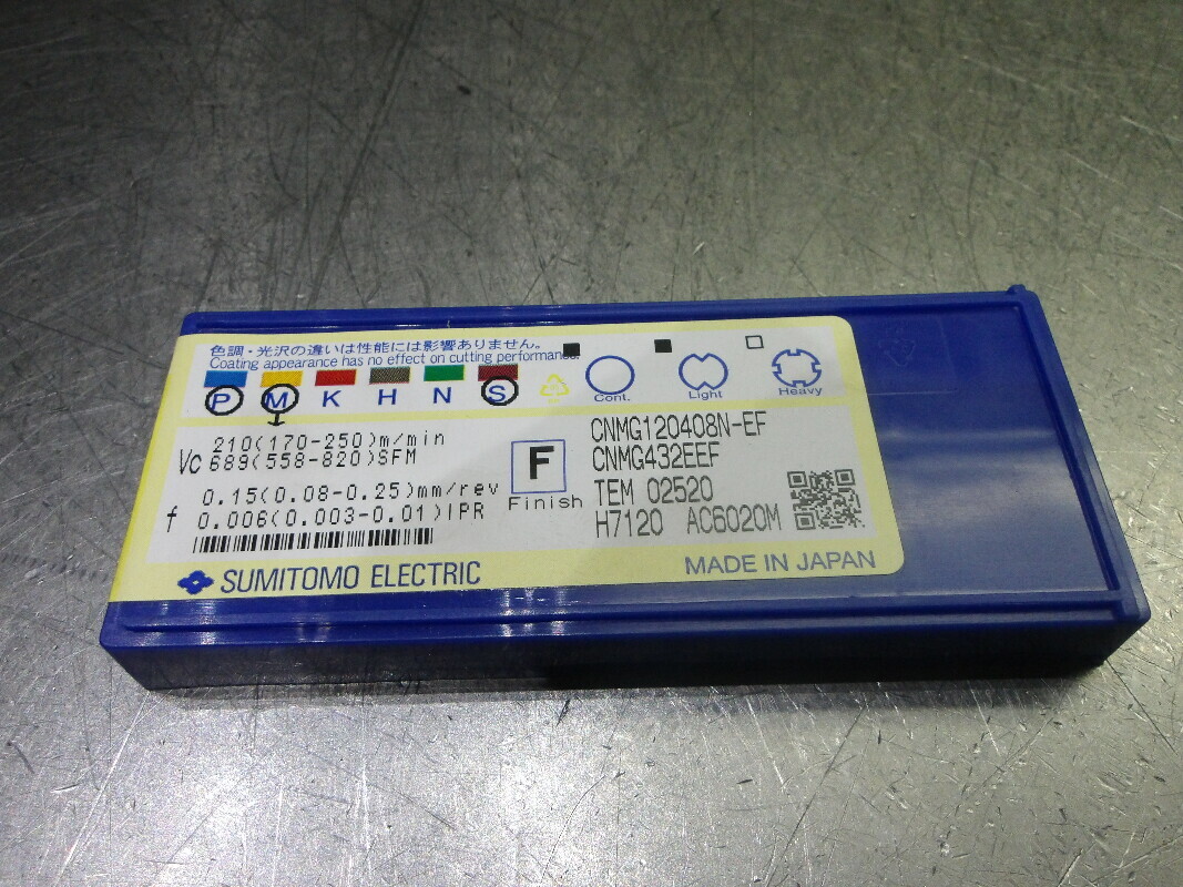Sumitomo Carbide Inserts QTY10 CNMG432EEF/CNMG120408N-EF Sumitomo Carbide Inserts QTY10 CNMG432EEF/CNMG120408N-EF