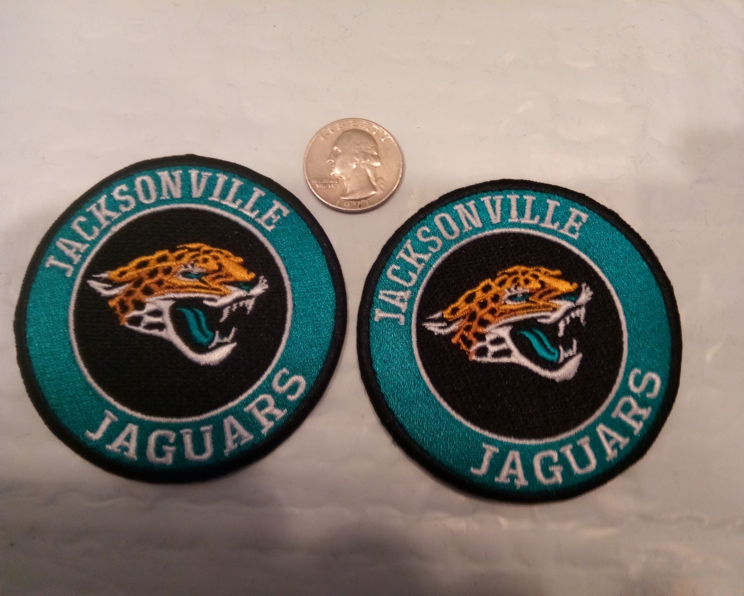 (2) Jacksonville Jaguars vintage embroidered iron on patches patch lot