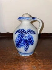 Older Rowe Pottery Salt Glazed Oil Lamp Jug Pitcher, 1992 Pinecone