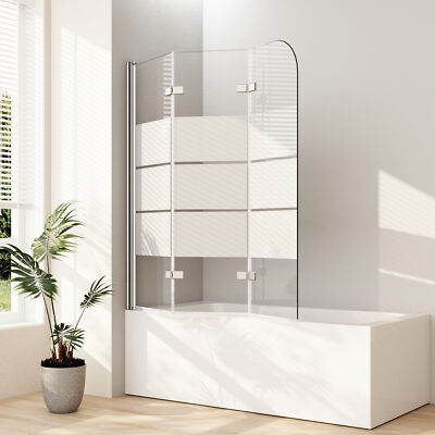 3 Teilig Badewannenaufsatz Duschwand für Badewanne Faltbar Duschtrennwand