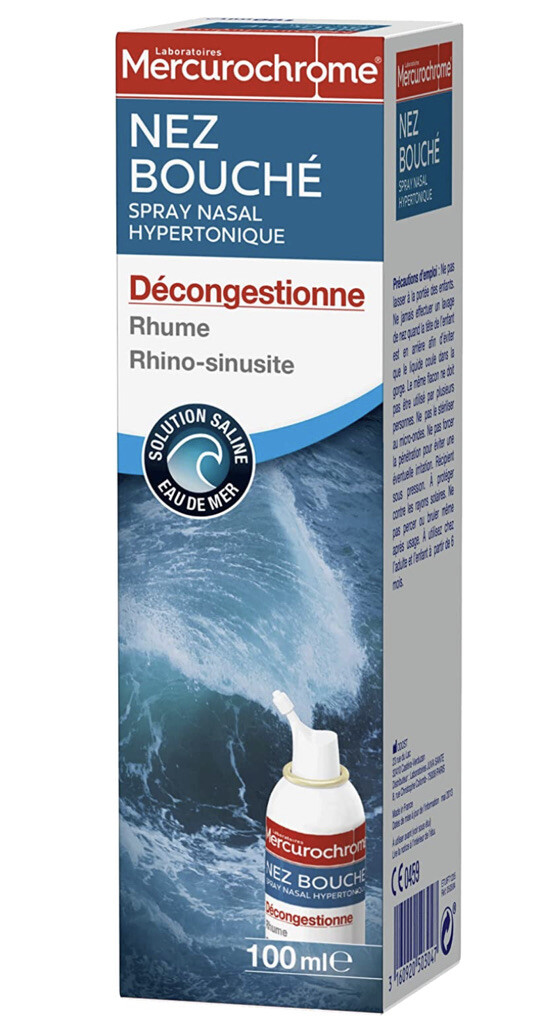 Mercurochrome nez bouché spray nasal à l'eau de mer hypertonique 100 ml