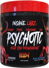 Hellboy Psychotic Pre Workout Powder Blue Raspberry 35 Servings Energy Focus