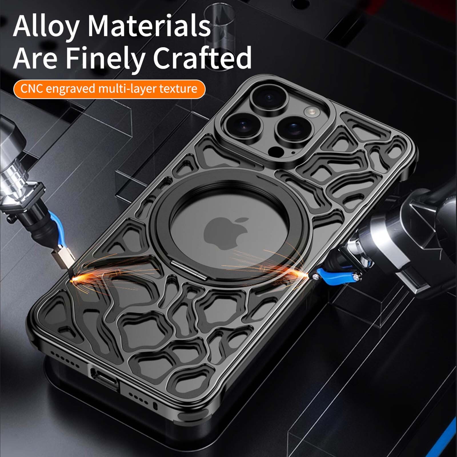 For iPhone 17 16 Pro Max 15 Metal Aluminum Kickstand Rugged Shockproof ...