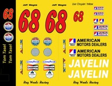  68 Tom Tasel AMC Javelin 1970 Trans Am 1/43rd Scale Slot Car Decals