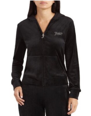 Juicy Couture Medium Pitch Black Back Logo Velour Tracksuit Set