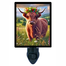Highland Cow Decorative Photo Night Light, Highland Majesty Vertical