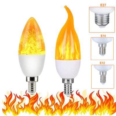 2x E12 E14 E27 LED Kandelaber Flamme Glühbirnen Kerzenlicht 3 Modi Dekorationen