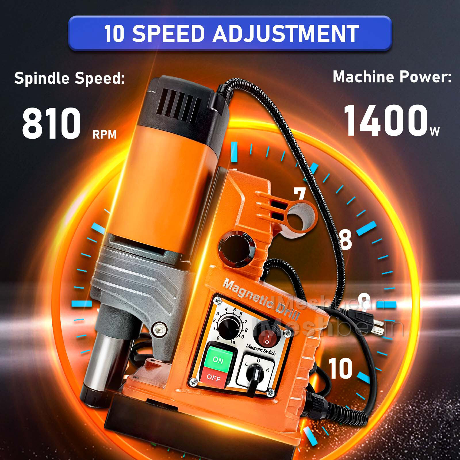 iMeshbean Drill 1400W 2922lbf/13000N Portable Mag Drill Press