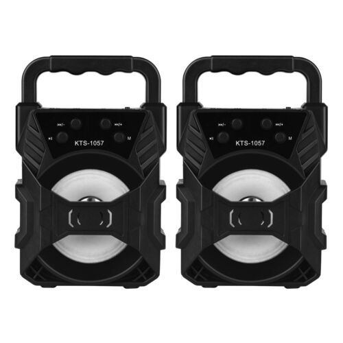 Pack de 2 haut-parleurs Bluetooth sans fil portables AUX SD/TF FM radio pour intérieur extérieur - Photo 1 sur 10