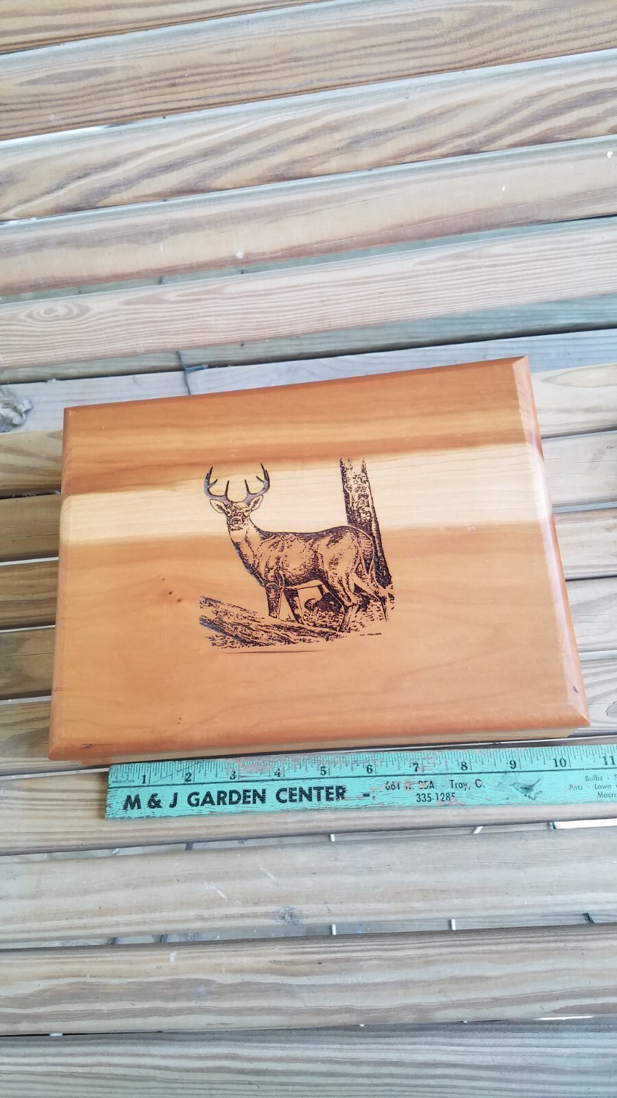 Handcrafted Deer Buck Laser-Engraved Wooden Jewelry Box - USA Made-image