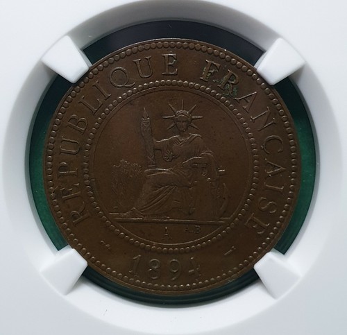 1894A FRENCH INDO CHINA 1 CENT NGC AU 50 BN - Picture 2 of 4