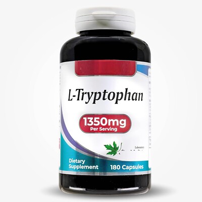 L-Tryptophan 1350mg 180Caps Vegetarian/Gluten Free/Natural/No Preserv Amino Acid