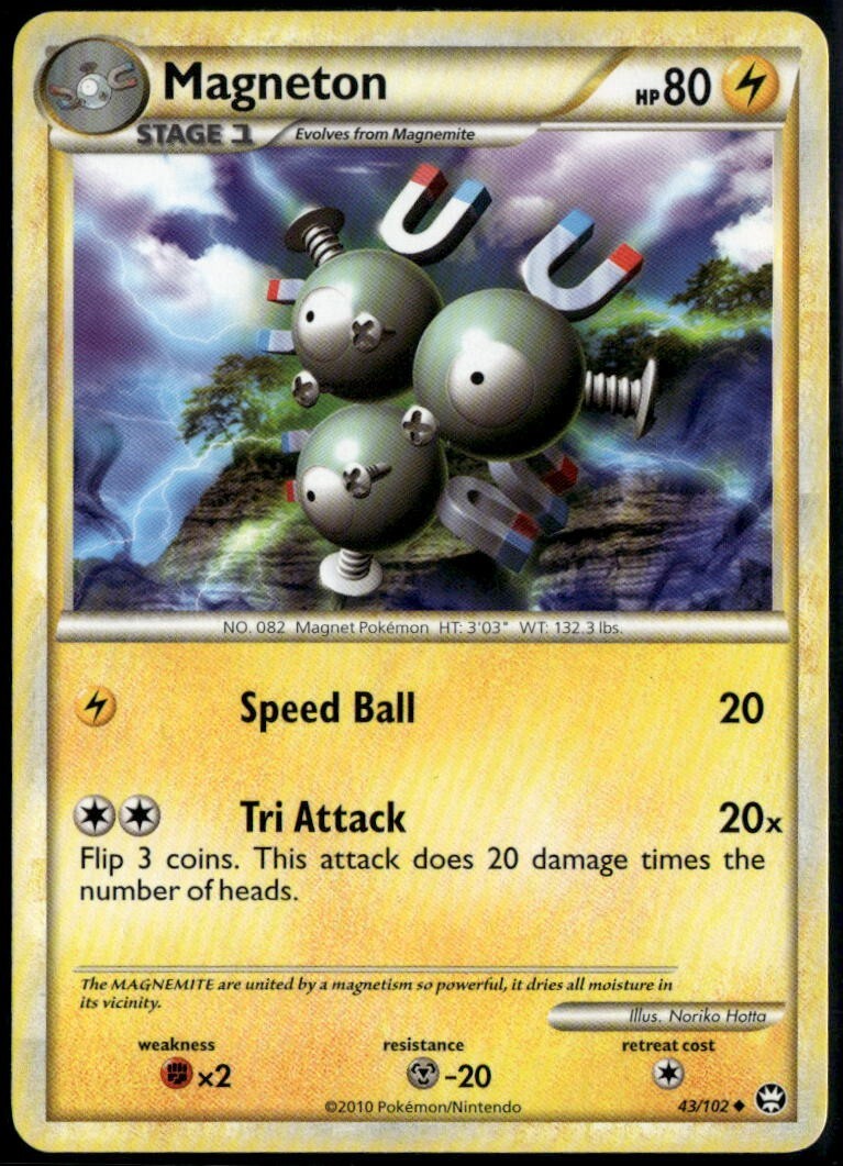 Magneton Uncommon - HGSS Triumphant 43/102 2010 LP+ Pokemon Card