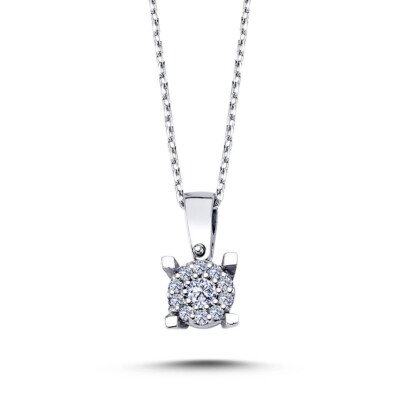Diamant Halskette 0,50 Carat Solitär Effect 14 Karat Weißgold
