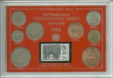 900th Anniversary of Westminster Abbey Church London Coin & Stamp Gift Set 1966
