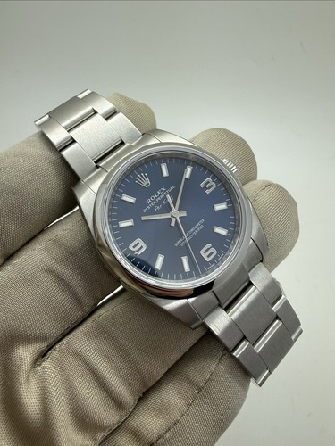 2012 Rolex Airking Oyster Perpetual Blue Dial Stickered NOS NEW 34mm 114200 B+P