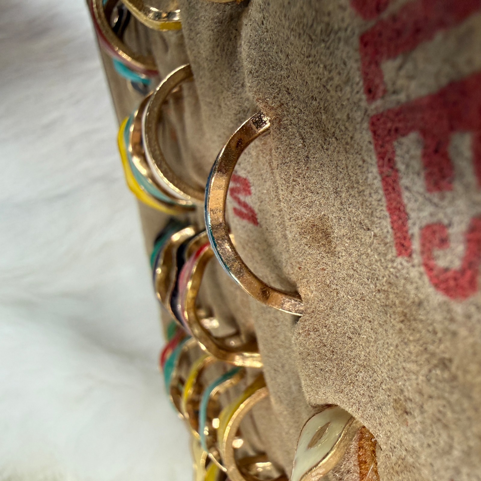 Vintage Stackable Ring Display with Enamel Colorf… - image 11