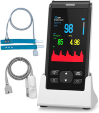 Rechargeable Handheld Pulse Oximeter-2 Probes for Adult Finger Small Foot,Contin