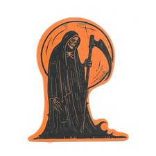 Grim Reaper Scythe Vinyl Sticker Die Cut Skeleton Halloween Decal