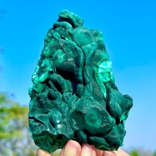 1.44LB Natural VELVET Malachite cat's eye specimen crystal rough mineral-Congo