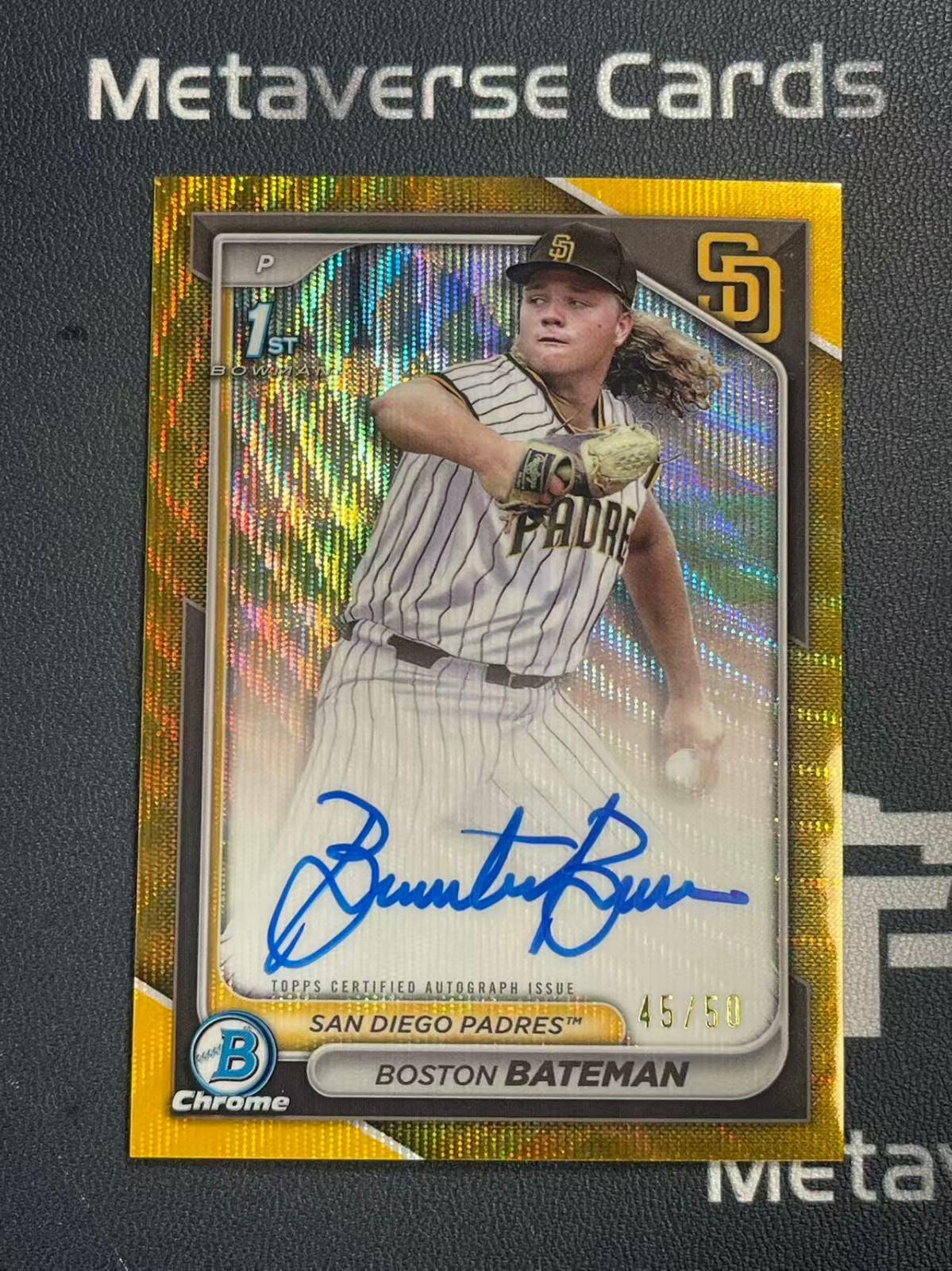 2024 Bowman Chrome 1st Prospect Auto Gold Wave Boston Bateman 45/50 PADRES