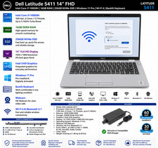 Dell Latitude 5411 14" FHD i7-10850H 16GB 256GB NVMe SSD Win11 Pro WiFi