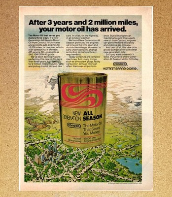 Conoco Motor Oil City Map Highway Topography - Magazine Print Ads Poster 1978