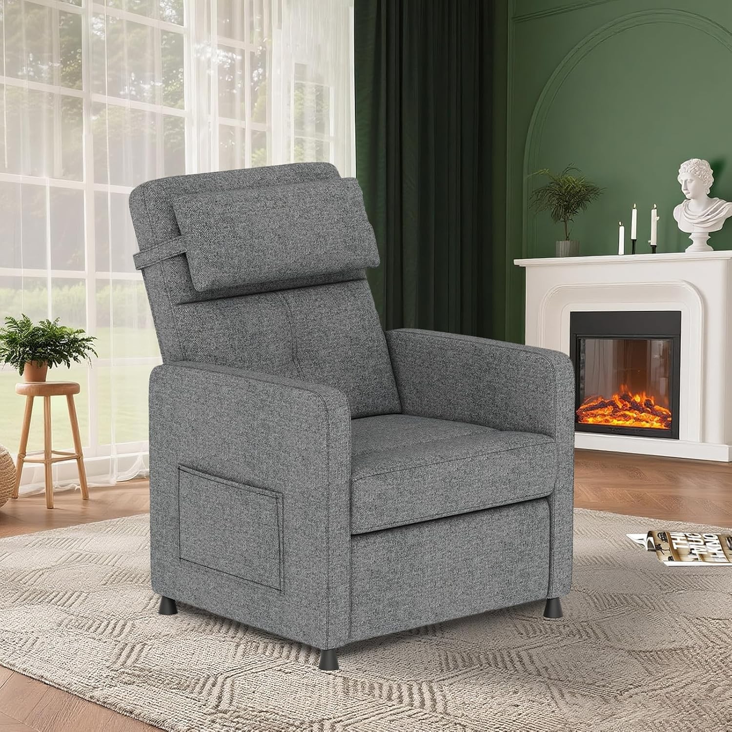 Living Room Power Recliner Adjustable With Side Pockets
