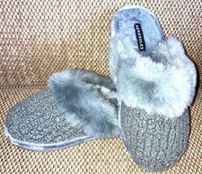 Aerosoles Women's Gray Faux Fur Lined Slippers Size Small 5-6 NWOT House Shoes