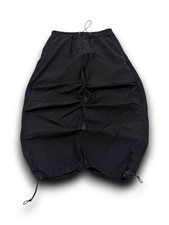 Oversized Baggy Parachute Pants Mens Size M Black Nylon Track Trousers Y2K SWAG