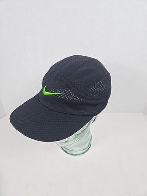 Vtg Nike Tailwind - Black Mesh Green Swoosh 7 Panel Adjustable Hat/Cap - OSFM
