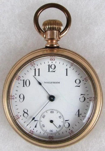 Antique American Waltham Traveler 15J Pocket Watch Sz 18 w/ Gold Filled Case