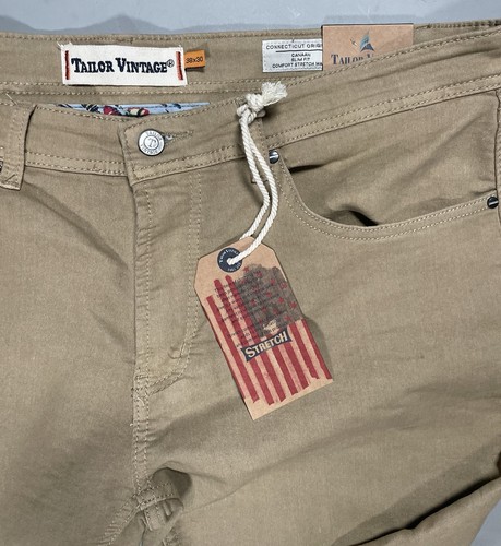 Tailor Vintage Men Golf Performance Tech Pants Canaan Slim Fit Khaki Brown 38x30 - Picture 5 of 9