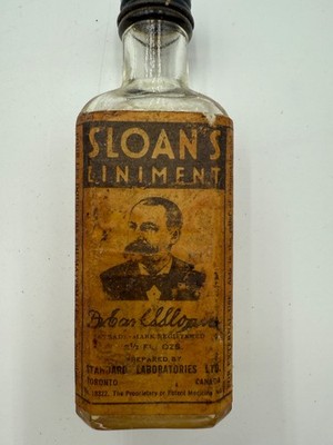 Antique Sloan s Liniment Bottle   Full   Embossed   Patent Medicine
