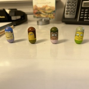 4 simpsons mighty beanz: Dolph, Terri, Janey and Edna Krabapple