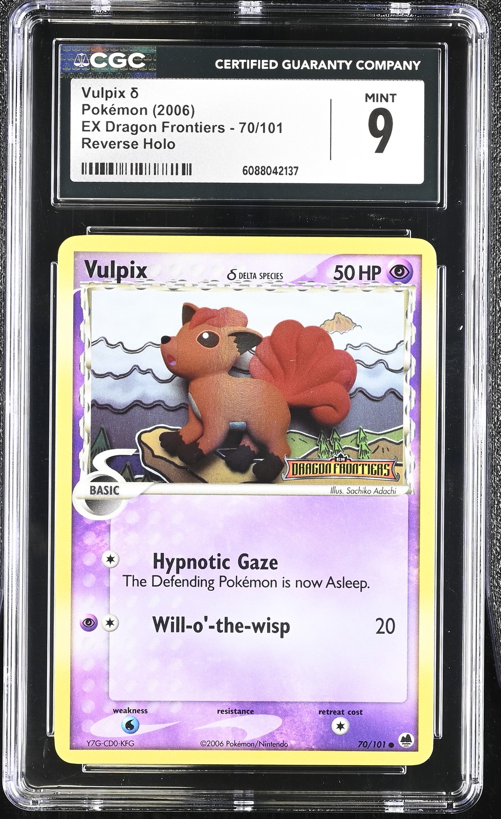 CGC 9 MINT Vulpix EX Dragon Frontiers 70/101 Reverse Holo STAMPED Pokemon Card