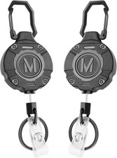 2 Pack Heavy Duty Retractable Keychain ID Badge Reels Retractable Carabiner Badg