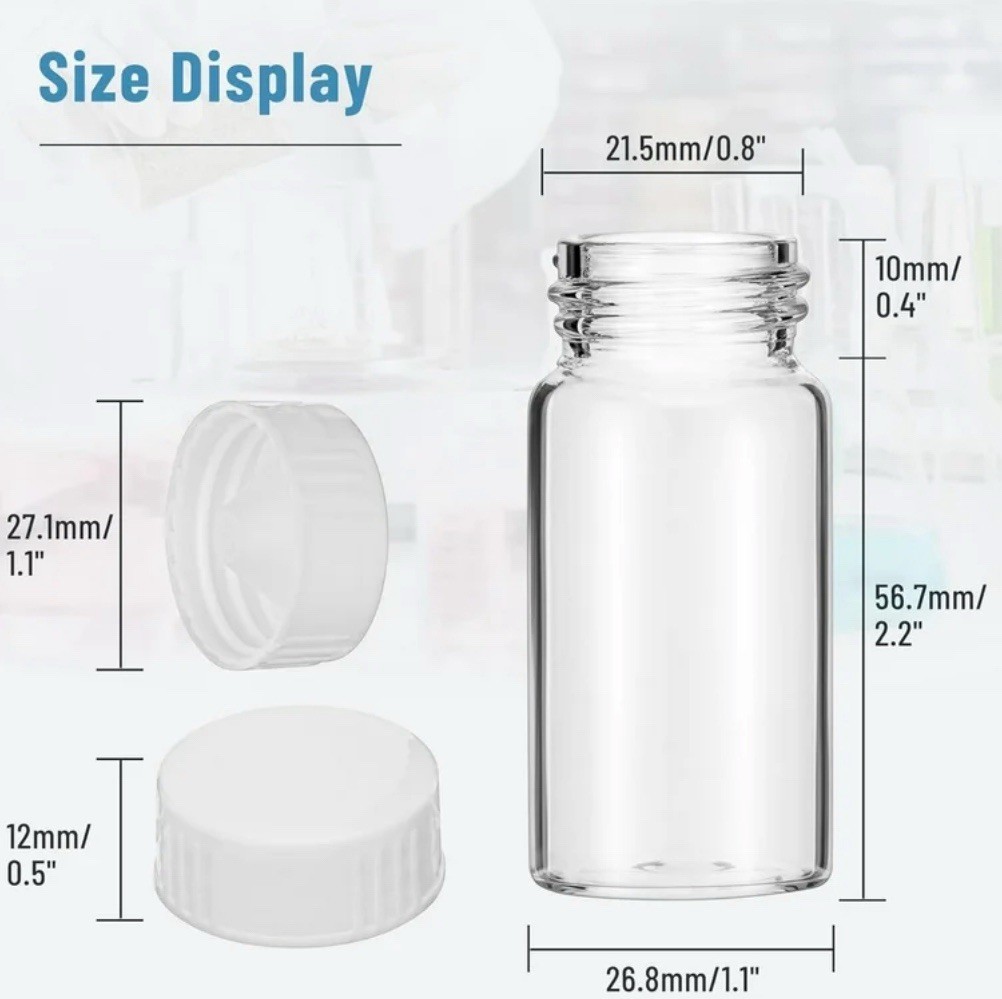 Creahub 100pcs 20mL HDPE Scintillation Vials 22-400 Caps Lab Sample Bottles