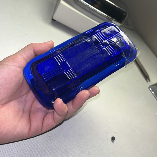Vintage Cobalt Blue Butter Dish Glass Elegant Color Built Solid - Picture 3 of 5