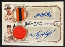 JUNG HOO LEE / MIKE YASTRZEMSKI 2025 TOPPS ALLEN & GINTER DUAL AUTO RELIC #01/10
