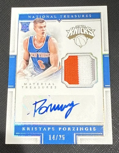 2015-16 National Treasures Kristaps Porzingis RPA Rookie Patch Auto RC /25