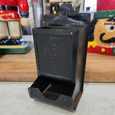 Vintage Wall Mount Matchbox Cover in Antique Metal Tin Match Box Holder 
