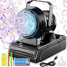 Automatic Bubble Machine - 10 Holes, Adjustable Angle, USB-C Battery Powered,