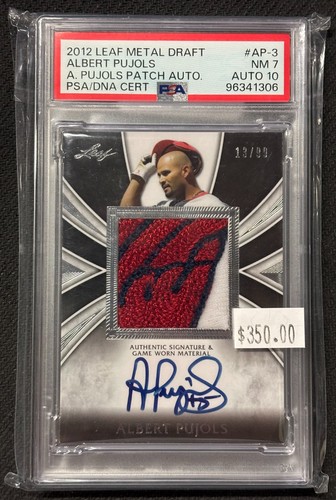 2012 Leaf Metal Draft PSA 7 Albert Pujols GAME WORN Patch Autograph Auto /99