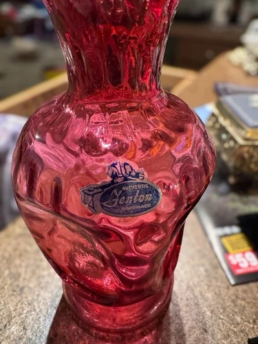 Fenton Cranberry Glass Decorative Vase Handmade Glossy Finish