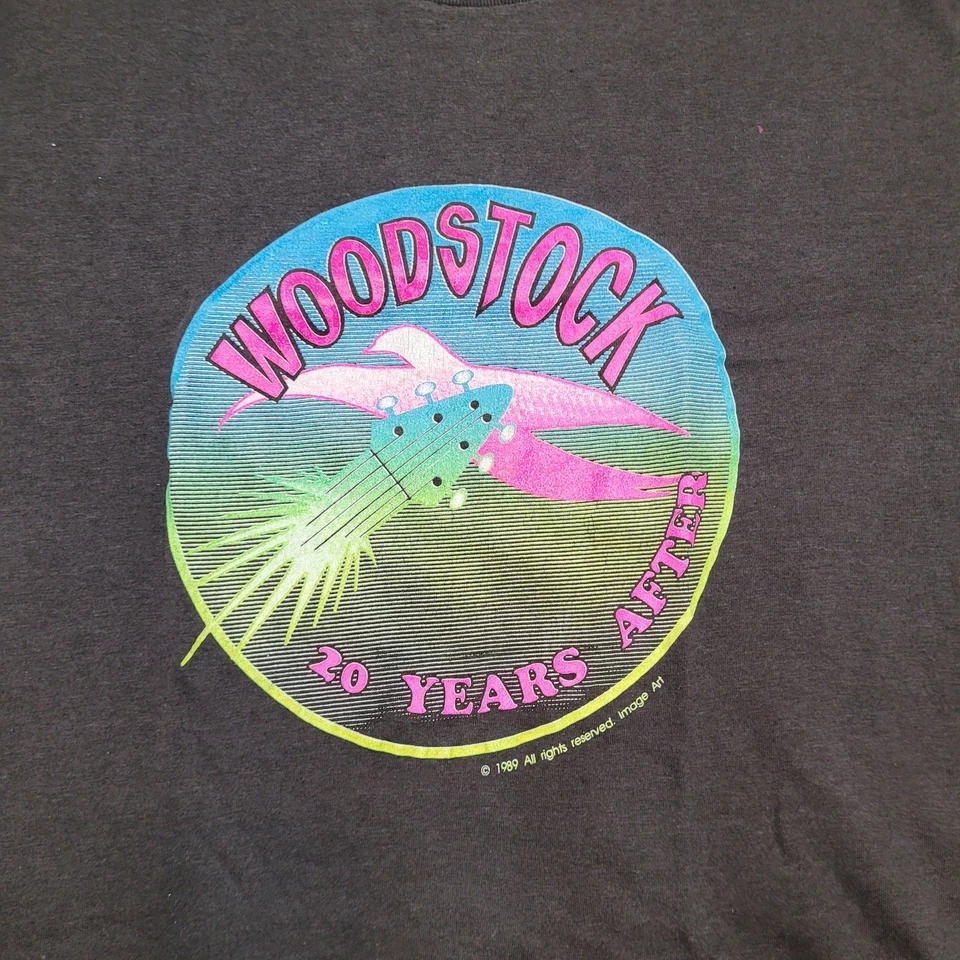 VTG 1989 Woodstock 20 Years After T-Shirt Mens S Single Stitch Dated 80s - Image 2 of 4