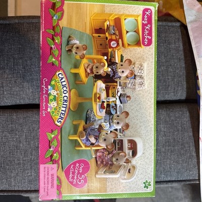 Calico Critters Kozy Kitchen Set Dollhouse Furniture Miniature 55pc Toys Ages 5+